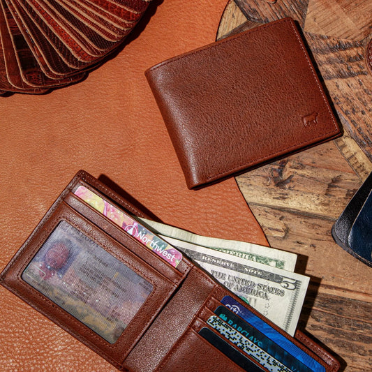 Classic Billfold Wallet by Will Leather Goods in full-grain brown leather with card slots on Tampa Home & Garden Store