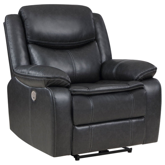 Salerno power recliner chair chaise longue, black leather, USB charging, HouseOfZazla on Tampa Home & Garden Store