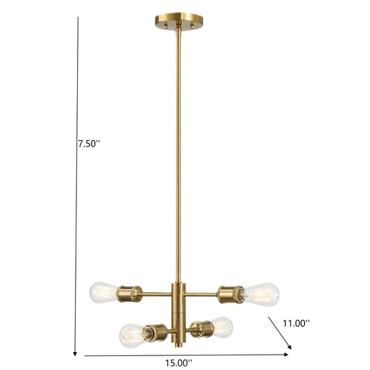 Chandelier Trellis 4-Light Modern Gold with clear Edison bulbs by HouseOfZazla on Tampa Home & Garden Store