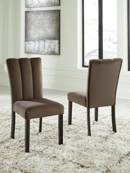 Jeshina dining upholstered side chair set of 2 in mocha with black legs Unique Piece Furniture on Tampa Home & Garden Store