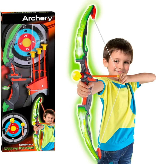 Kids LED Archery Set with Target and Arrows, glow neon bow and bright target with suction arrows on Tampa Home & Garden Store