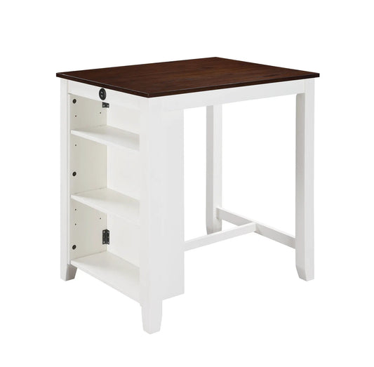 Graham counter height table dark wood top white base shelves USB ports Unique Piece Furniture on Tampa Home & Garden Store