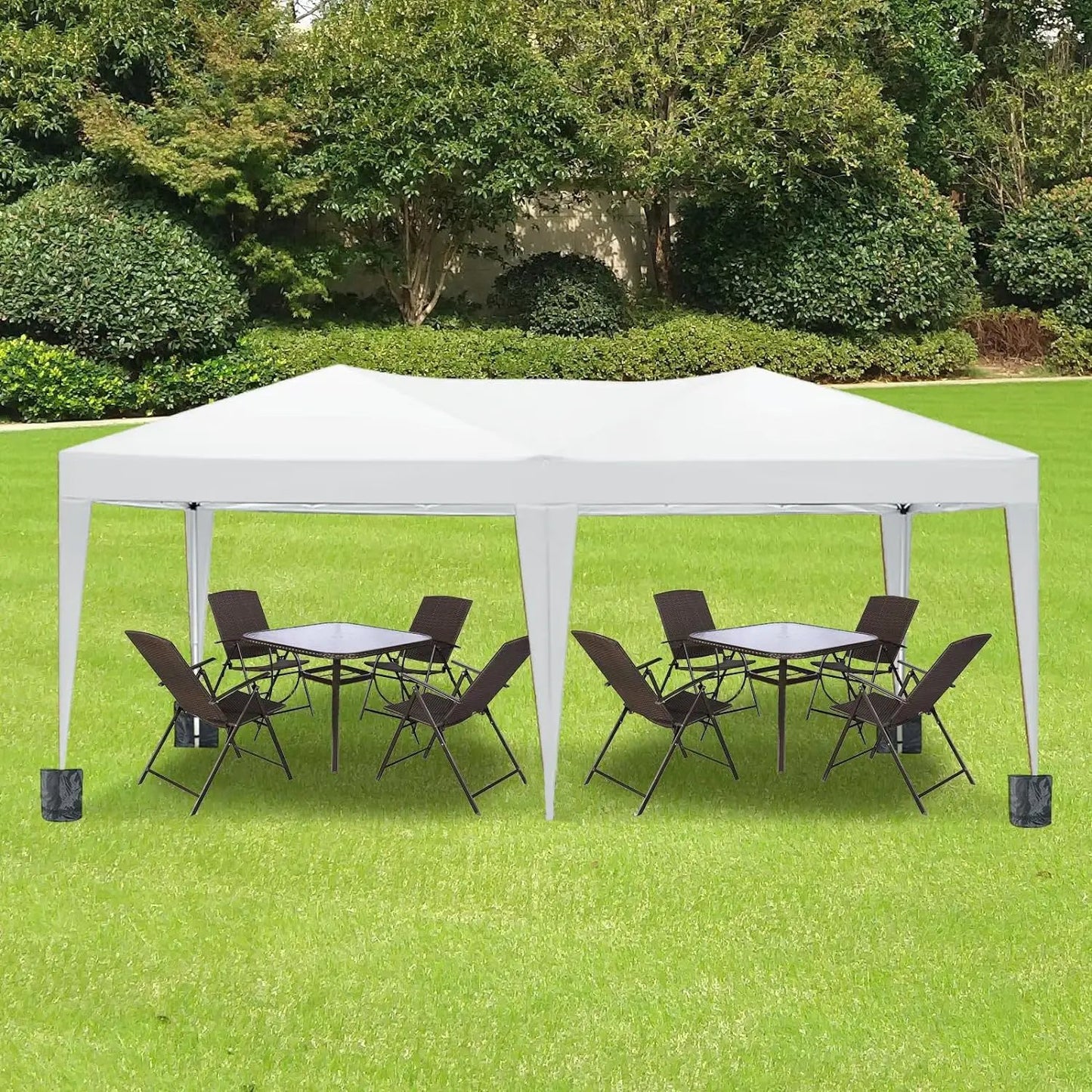 Toldo plegable de 3x6 m con 6 paredes laterales desmontables, refugio para actividades al aire libre, protección UPF 50+, carpa portátil para terraza (blanco)