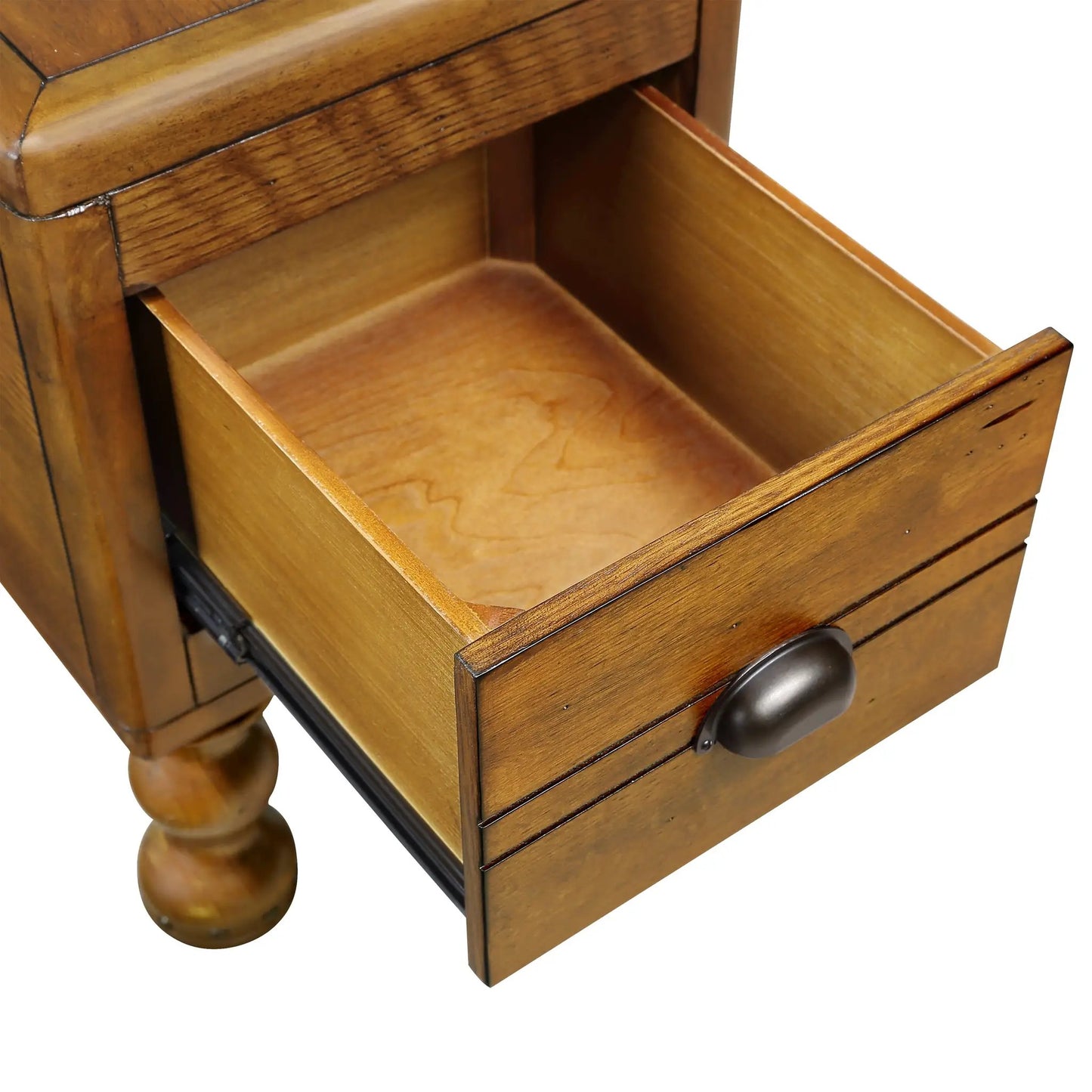 Solid Wood End Table With Drawers Antique Brown