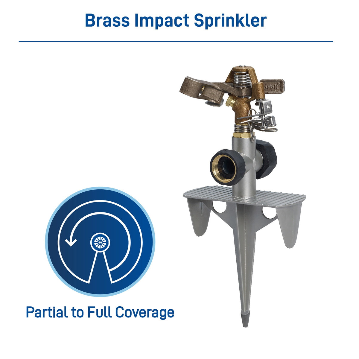 Brass Impact Sprinkler on Zinc Spike by Orbit Irrigation for large area coverage on Tampa Home & Garden Store