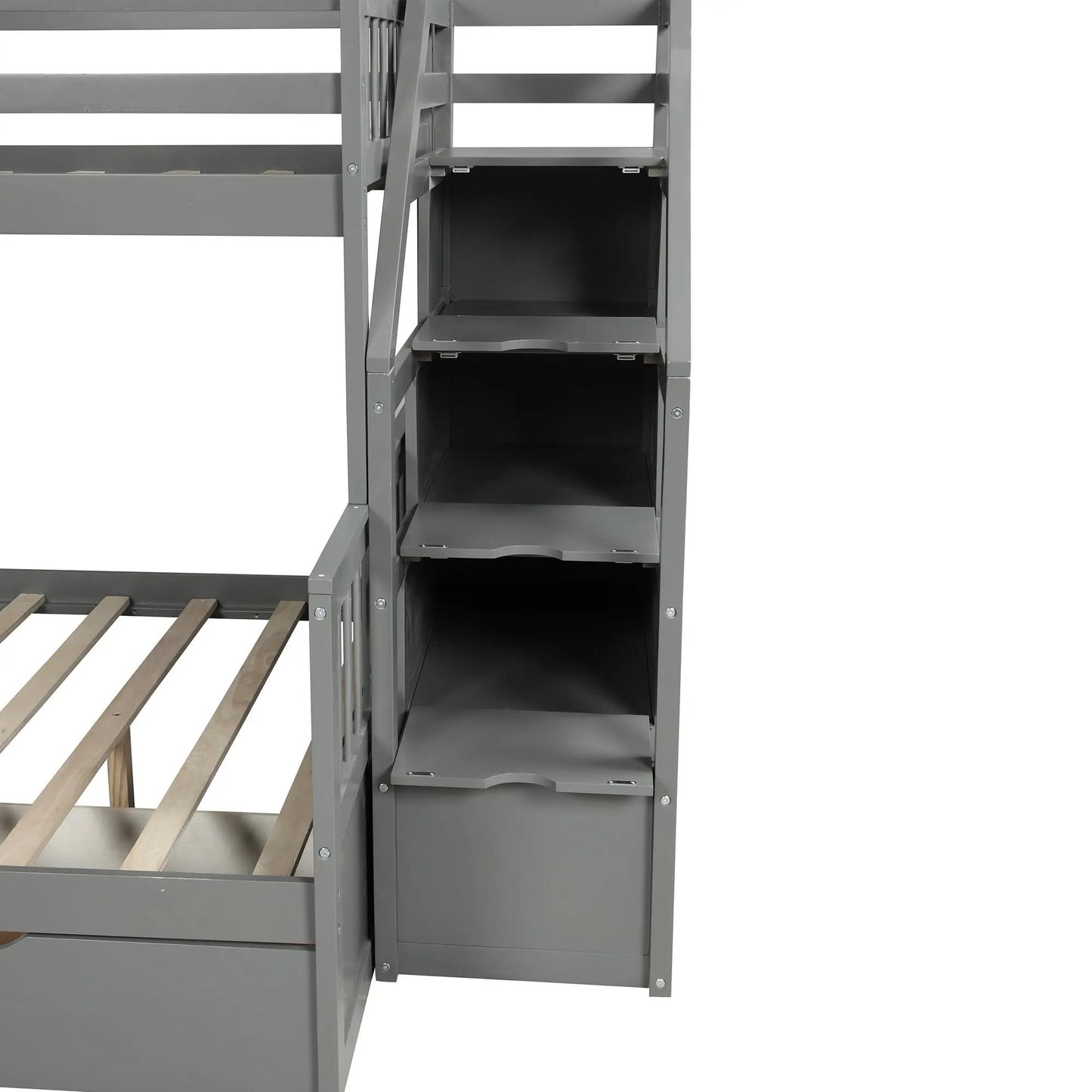 Twin over full bunk bed with drawers and slide, gray metal frame VIP Digital Presence on Tampa Home & Garden Store