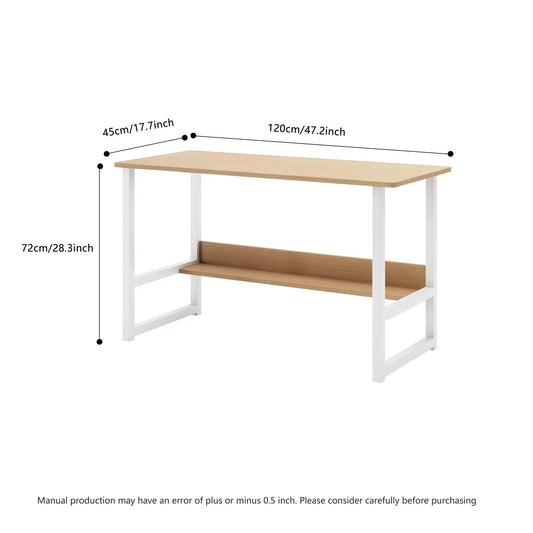 Oak computer desk with storage shelves, white frame, 120 cm long, 72 cm high on Tampa Home & Garden Store