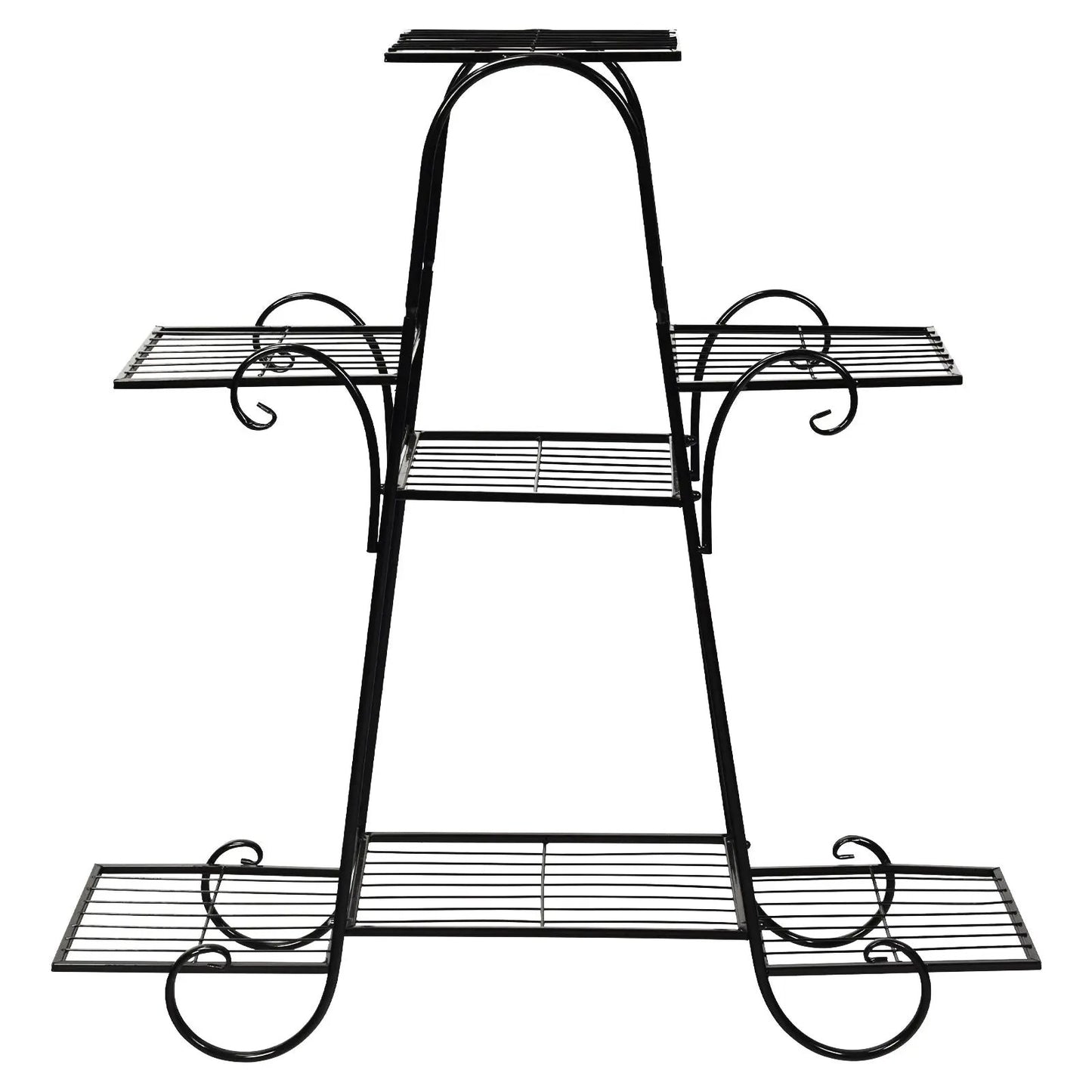 7 Tier Metal Patio Plant Stand black metal frame with curved arches for outdoor garden on Tampa Home & Garden Store