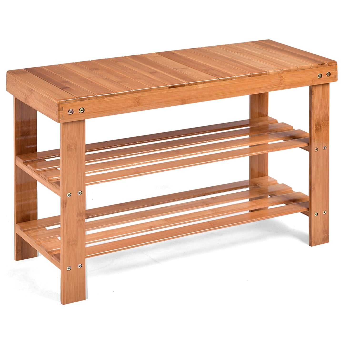 3 Tier Bamboo Bench Storage Shoe Shelf-Black - Tampa Home & Garden Store
