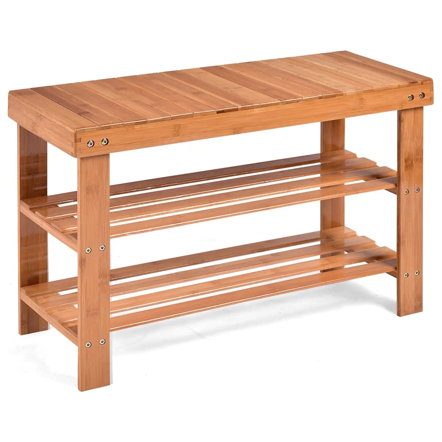 3 Tier Bamboo Bench Storage Shoe Shelf Natural bamboo finish DirectDeals on Tampa Home & Garden Store