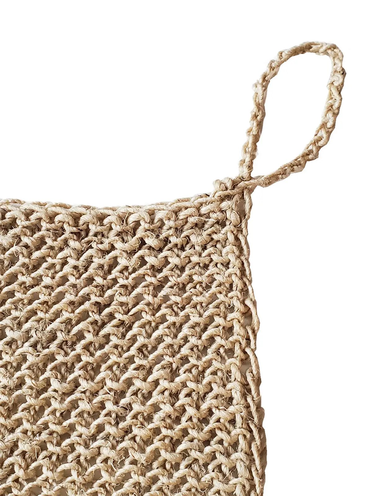 Hemp woven bag with braided carry strap in natural beige on Tampa Home & Garden Store