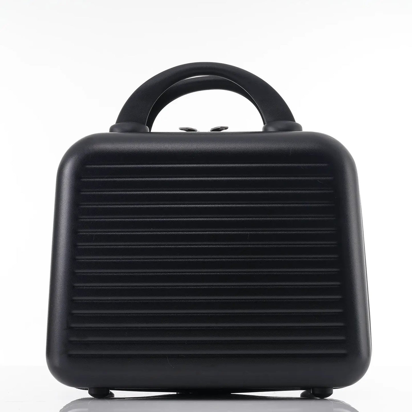 Carry-On Luggage 20 Inch Front Pocket USB Port, black ribbed hard-shell with curved top handle on Tampa Home & Garden Store