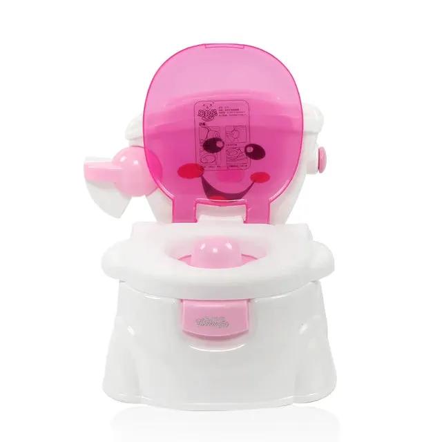 Portable baby potty chair white with pink lid and cartoon cars design, compact toddler toilet on Tampa Home & Garden Store