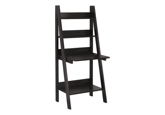 Ladder-style black computer desk with four open shelves and a pull-out tray on Tampa Home & Garden Store