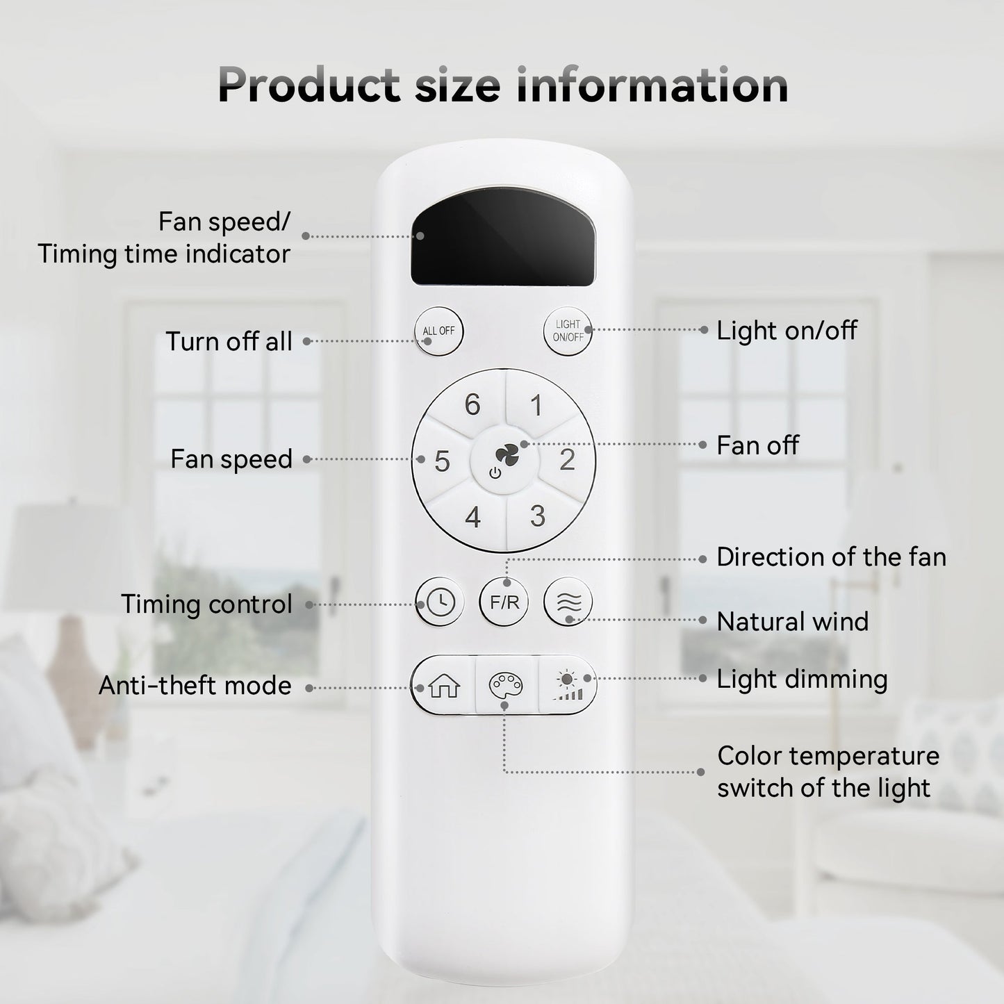 White remote control for HouseOfZazla 48 Inch Wood Ceiling Fan on Tampa Home & Garden Store