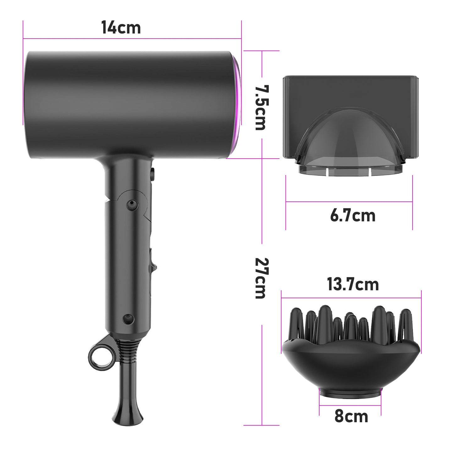 Folding Hair Dryer with Negative Ions and Power