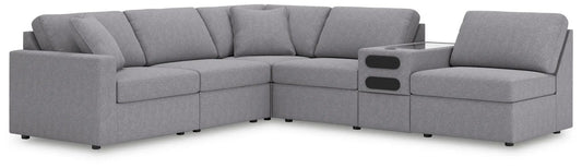 Modmax Granite sectional gray fabric with glass console cupholders Unique Piece Furniture on Tampa Home & Garden Store