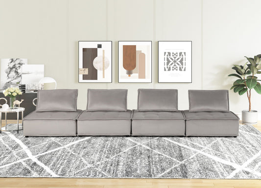 Anna Soft Modular Sofa in gray upholstery with low-profile cushions in a modern living room on Tampa Home & Garden Store