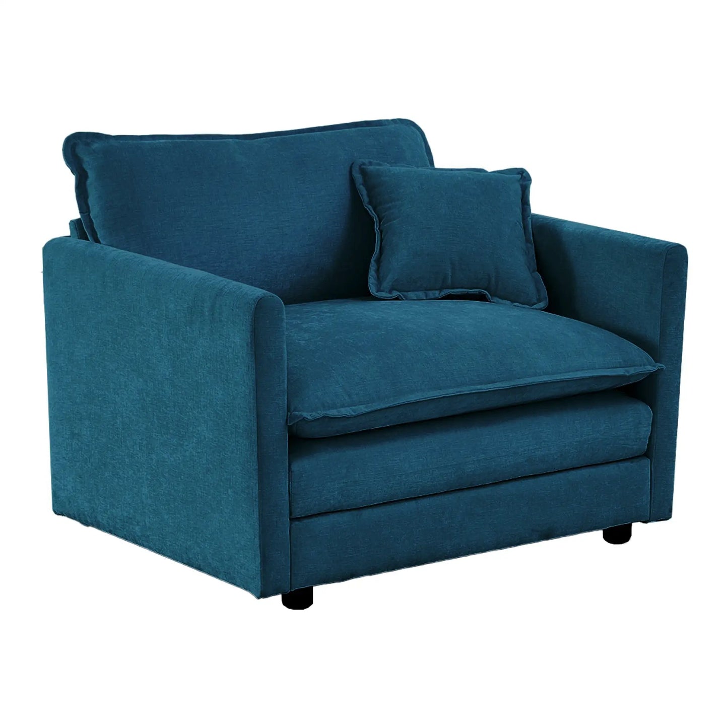 Comfy Deep Single Seat Sofa in blue chenille with plush cushions on Tampa Home & Garden Store