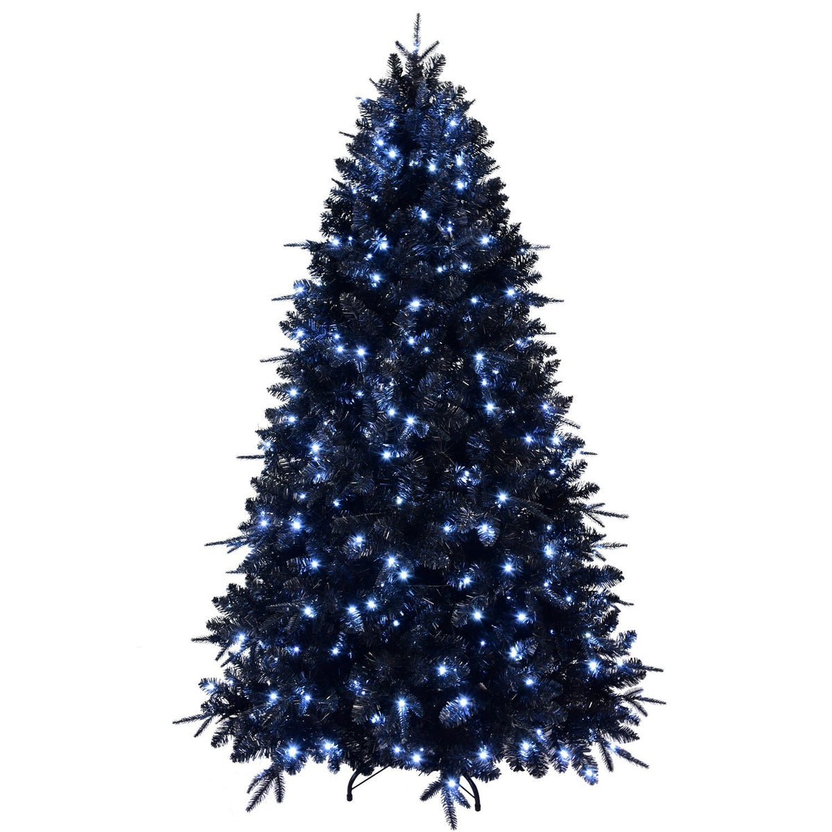 6-foot black pre-lit Christmas tree with 350 LEDs by HouseOfZazla, branches on metal stand on Tampa Home & Garden Store