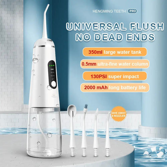 Magnetic Suction 4-Head Dental Water Jet in white with transparent reservoir and four tips on Tampa Home & Garden Store
