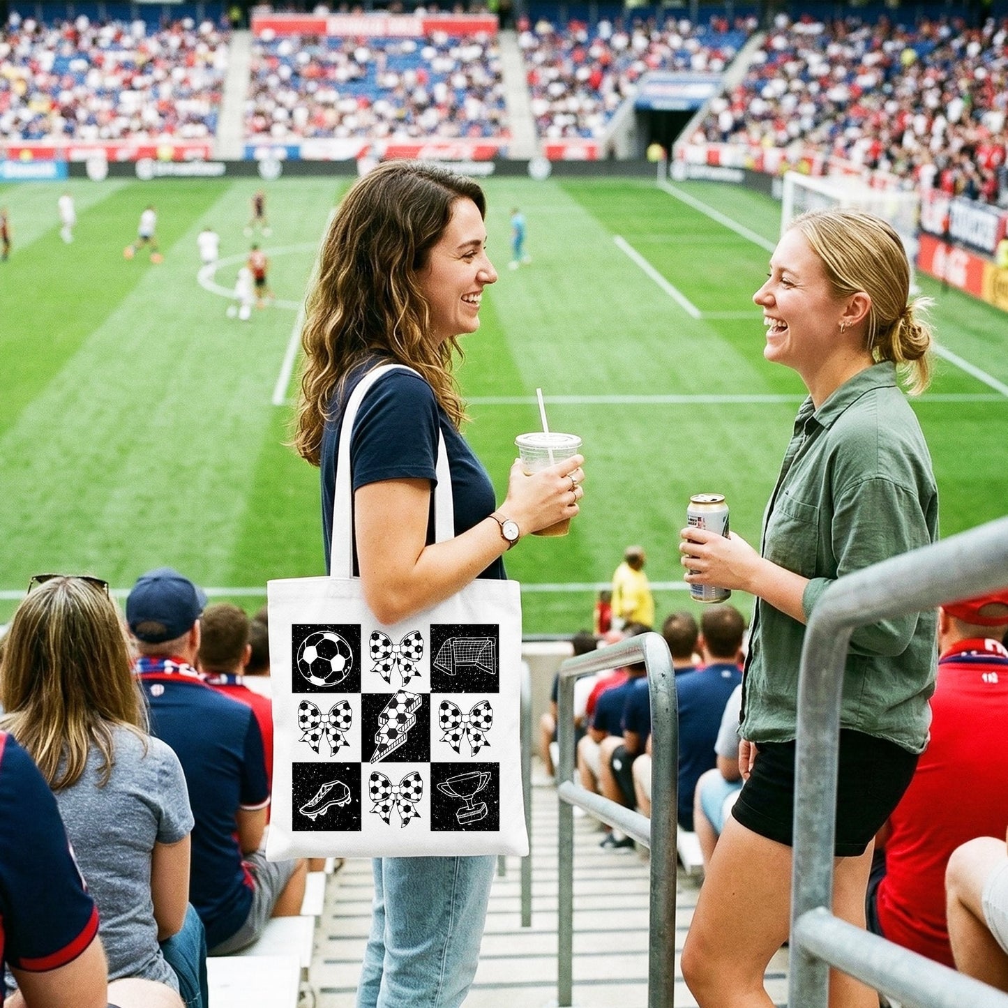 Retro Checkered Soccer Tote and Canvas Game Day