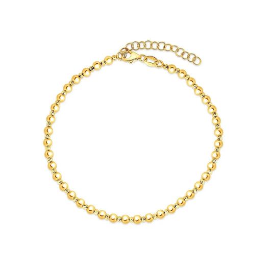 14k yellow gold spaced bead bracelet 3mm with lobster clasp by Bids on Tampa Home & Garden Store