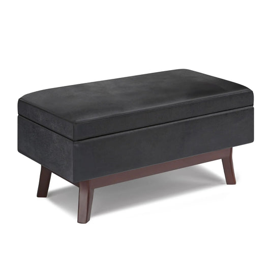 Owen Storage Ottoman in charcoal faux leather with legs by Unique Piece Furniture on Tampa Home & Garden Store