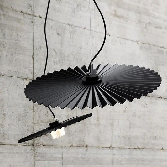Nordic Modern Pendant Lamp for Restaurants with black radial pleated metal shade on Tampa Home & Garden Store