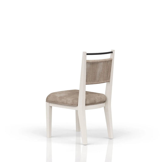 Rope Back Chair beige/carmel with woven back and beige cushioned seat on Tampa Home & Garden Store