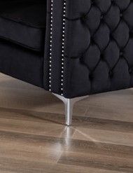 Lorreto Sofa stationary black tufted upholstery with nailhead trim metal leg HouseOfZazla on Tampa Home & Garden Store