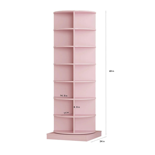 Pink 7-tier 360 rotating shoe cabinet with circular shelves holds 28 shoes on Tampa Home & Garden Store