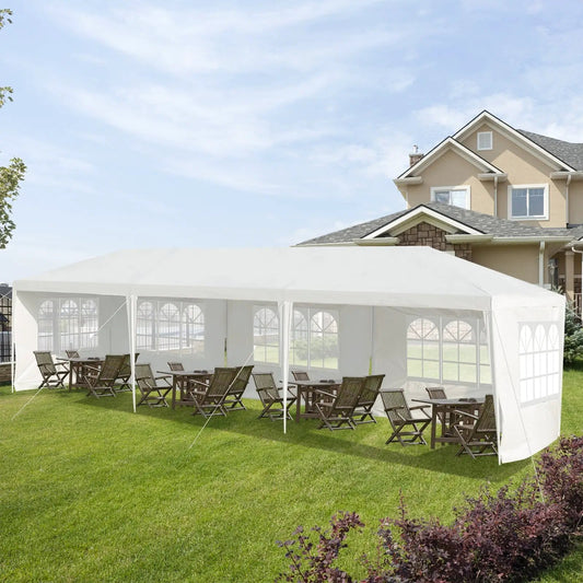 10 x 30 Feet Canopy Tent with 5 Removable Sidewalls for Party Wedding - Tampa Home & Garden Store