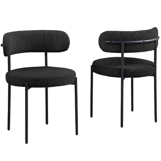 Upholstered kitchen chair set 2, black textured fabric with slim metal legs on Tampa Home & Garden Store