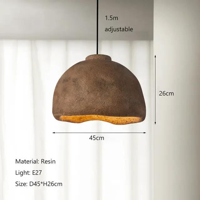 Decorbites Japanese Style resin dome chandelier for bedroom, brown with wood 45cm dia on Tampa Home & Garden Store