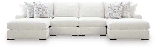Misty-Lakes sectional sofa in light cream fabric with pattern pillows by Unique Piece Furniture on Tampa Home & Garden Store