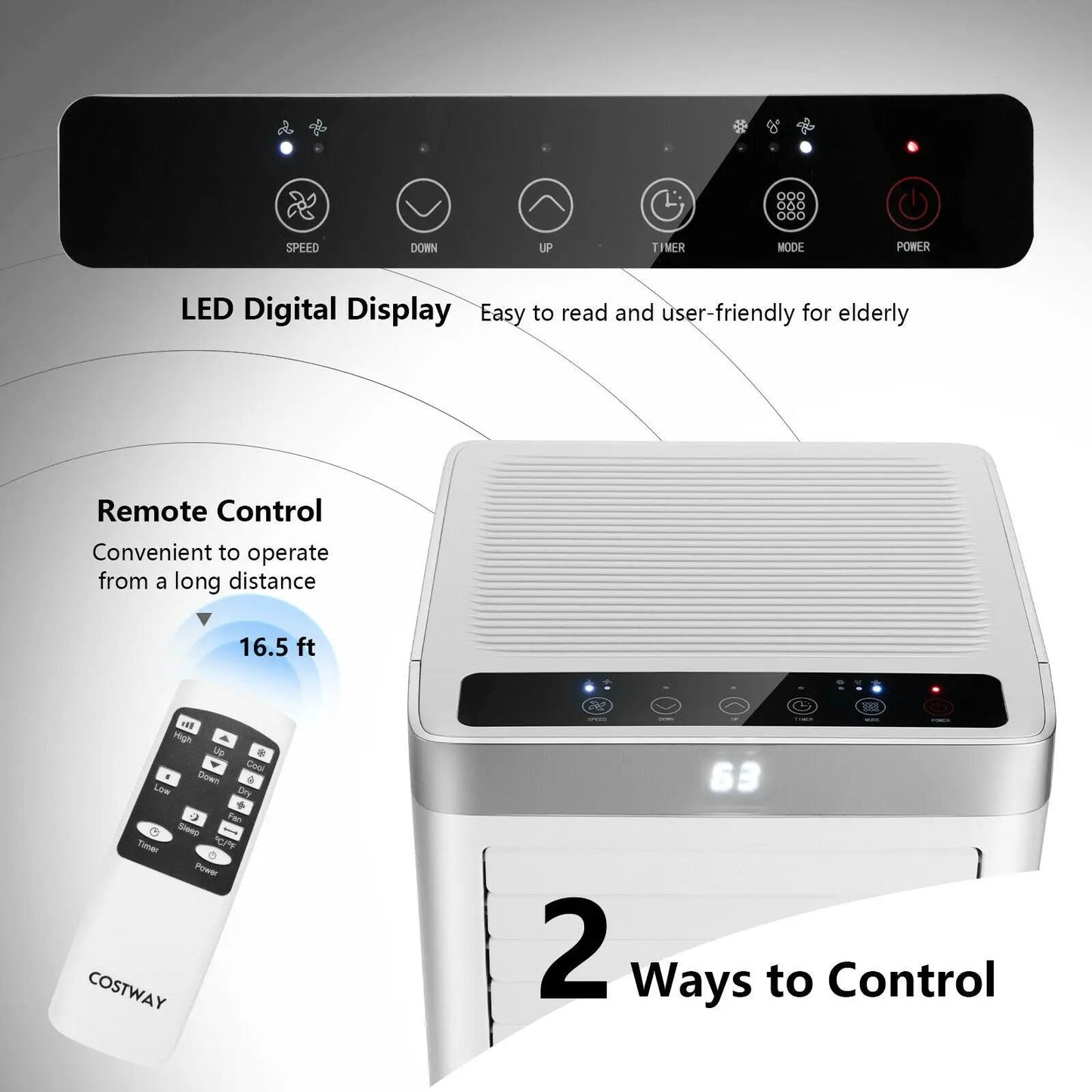 8000 BTU 3-in-1 Portable Air Conditioner with Remote Control-White - Tampa Home & Garden Store