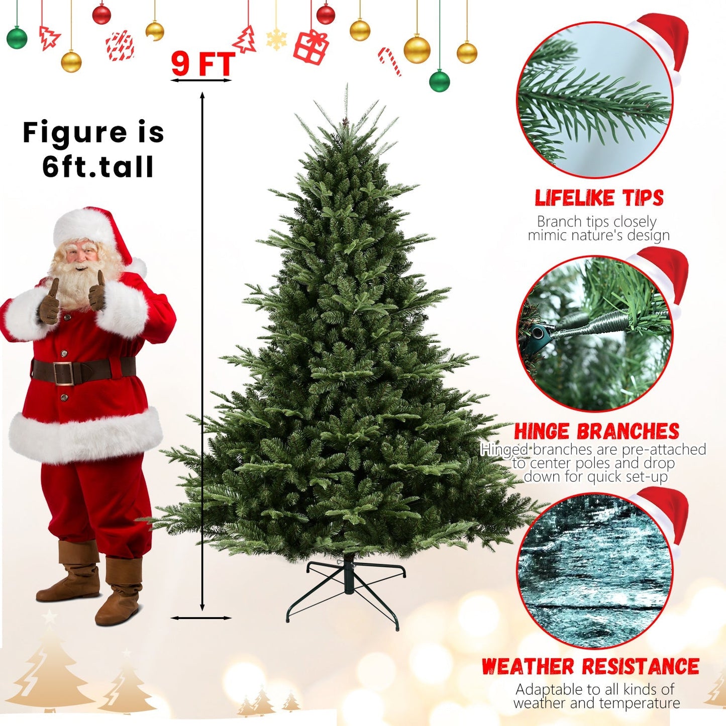6 ft Christmas tree with 1673 PE/PVC tips, hinged branches, HouseOfZazla on Tampa Home & Garden Store