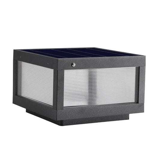 Solar wall lamp black metal frame with ribbed diffuser dimmable LED flood light on Tampa Home & Garden Store