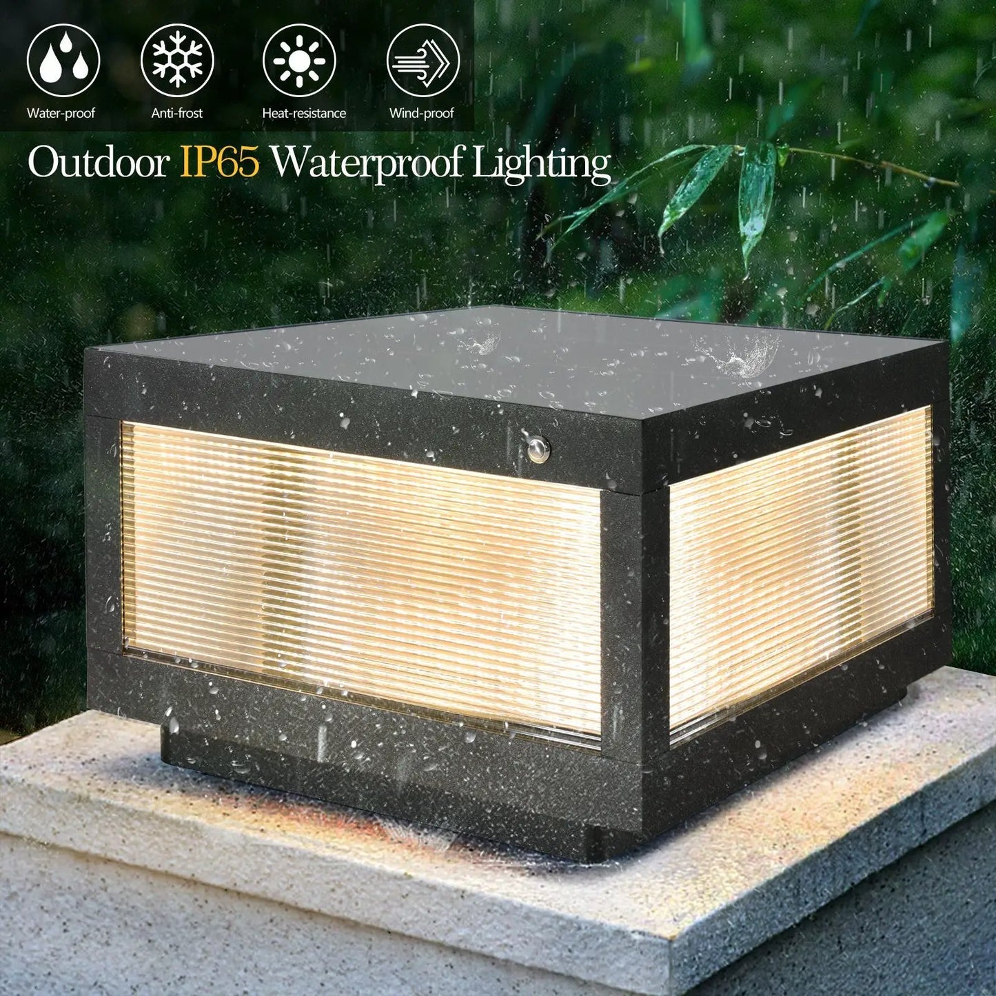 Solar wall lamp with dimmable LED, black finish outdoor flood light ribbed diffuser on Tampa Home & Garden Store