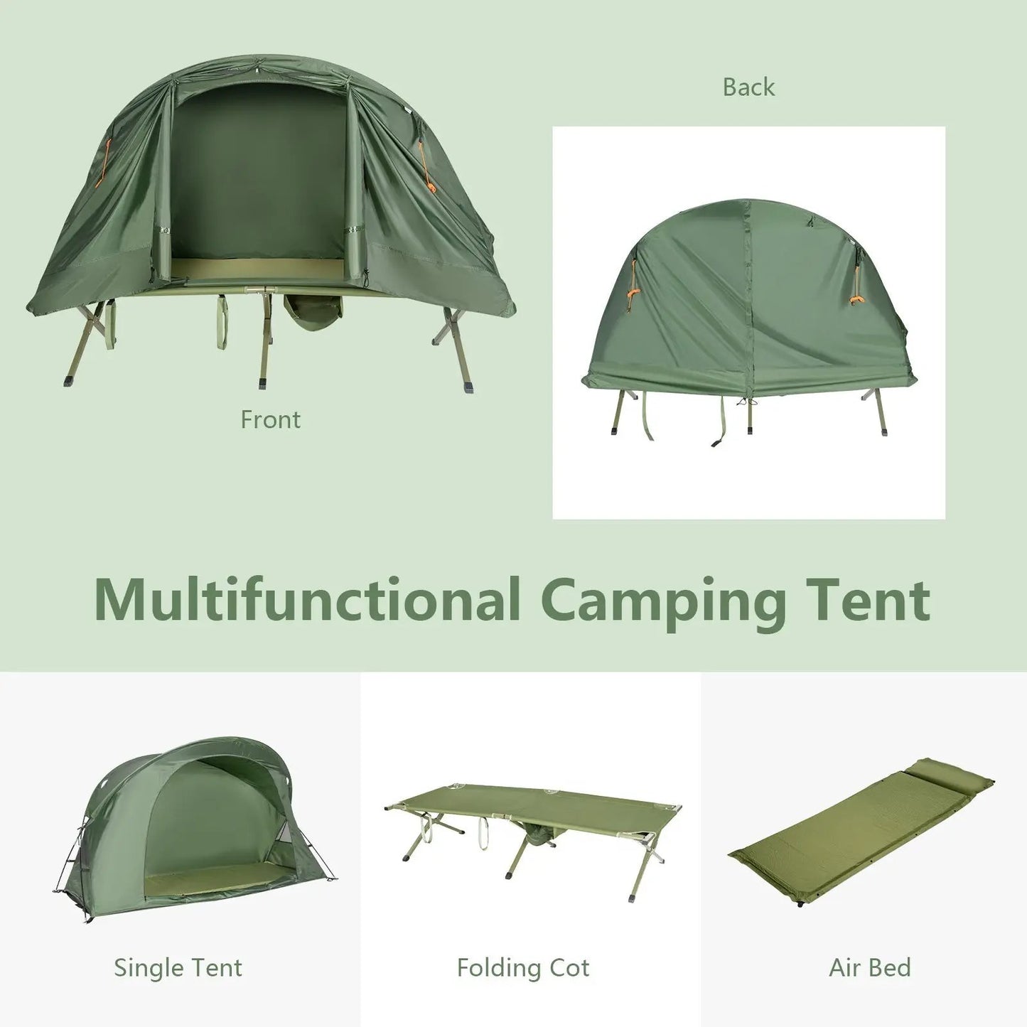 Cot Elevated Compact Tent Set with External Cover-Green - Tampa Home & Garden Store