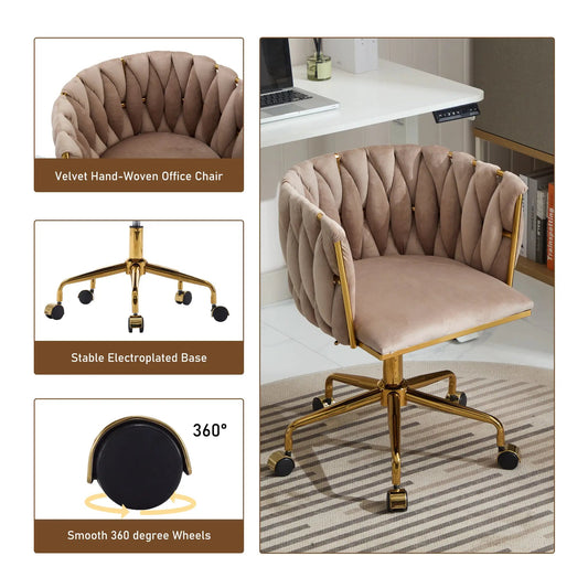 Gray velvet vanity chair with tufted backrest and gold-tone wheeled base on Tampa Home & Garden Store