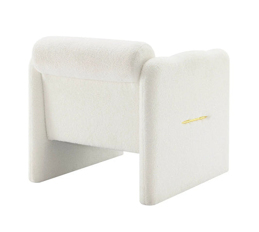 Pair Armchairs with Wavy Armrests and Metal Accents in cream boucle, VIP Digital Presence on Tampa Home & Garden Store