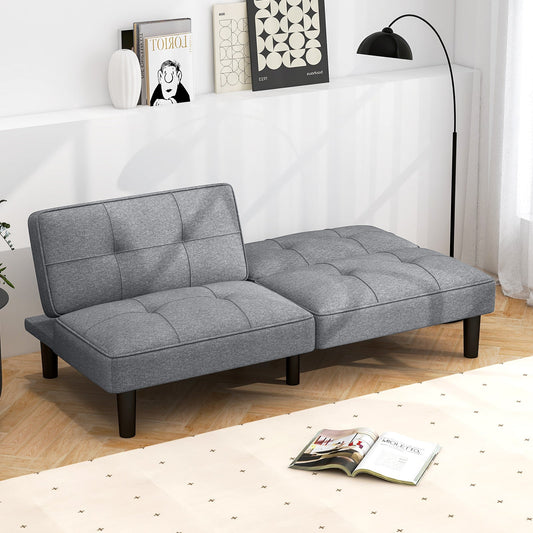 Convertible Folding Futon Sofa Bed with 6-Position Adjustable Backrest-Gray - Tampa Home & Garden Store