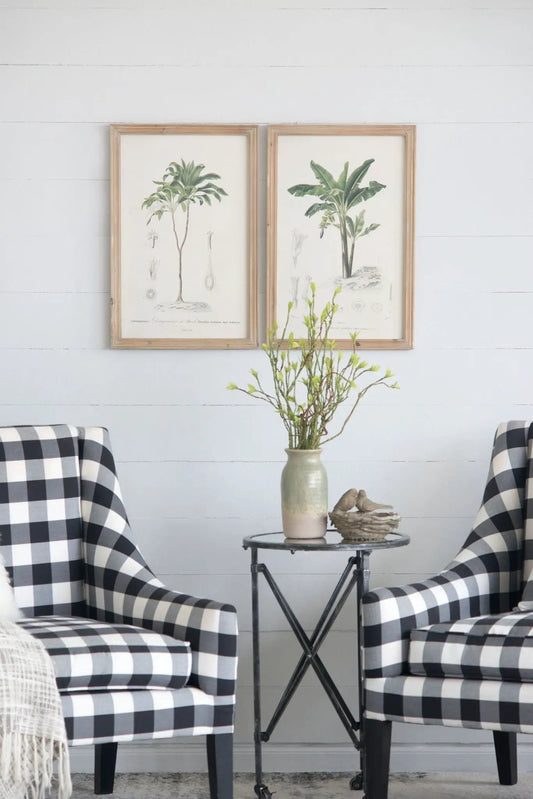 Tree Framed Print Set of 2 in light wood frames with multicolor prints on a pale wall on Tampa Home & Garden Store