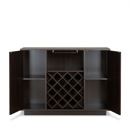 Hazen Espresso wine cabinet with diamond wine racks, dark wood finish HouseOfZazla on Tampa Home & Garden Store