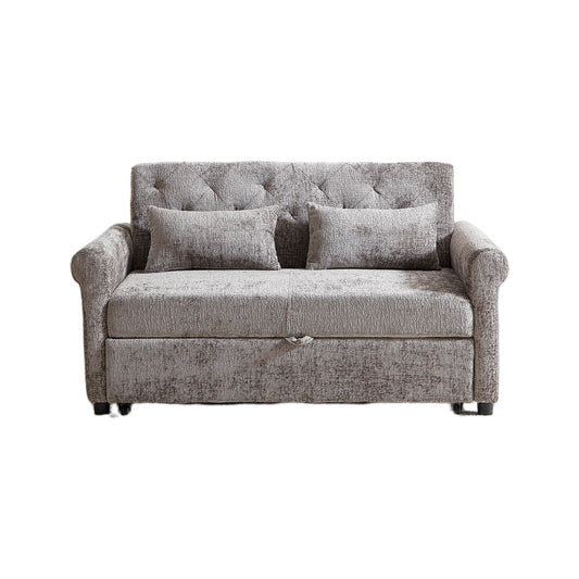 Loveseat Sofa Bed and Two Soft Throw Pillows