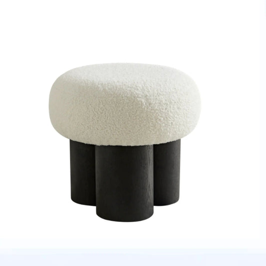 Mushroom stool with cushion white textured top black legs Unique Piece Furniture ottoman on Tampa Home & Garden Store