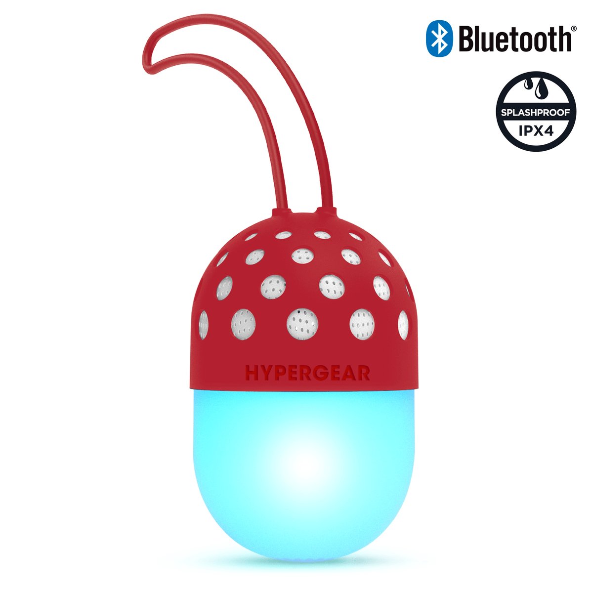 Go-Glo Light-Up LED Wireless Speaker red perforated orb with blue glow IPX4 Best Product Finds on Tampa Home & Garden Store