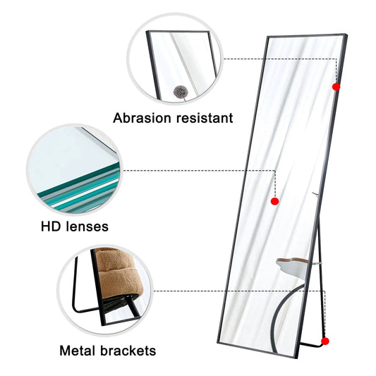 Aluminum mirror with black metal frame 65x23 wall mirror on Tampa Home & Garden Store